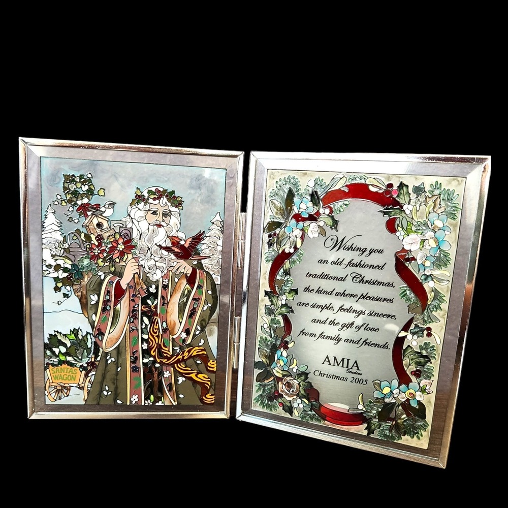 Amia  Stained Glass Look Bi Fold Panel Display Suncatcher‎ Christmas 2005 Handel